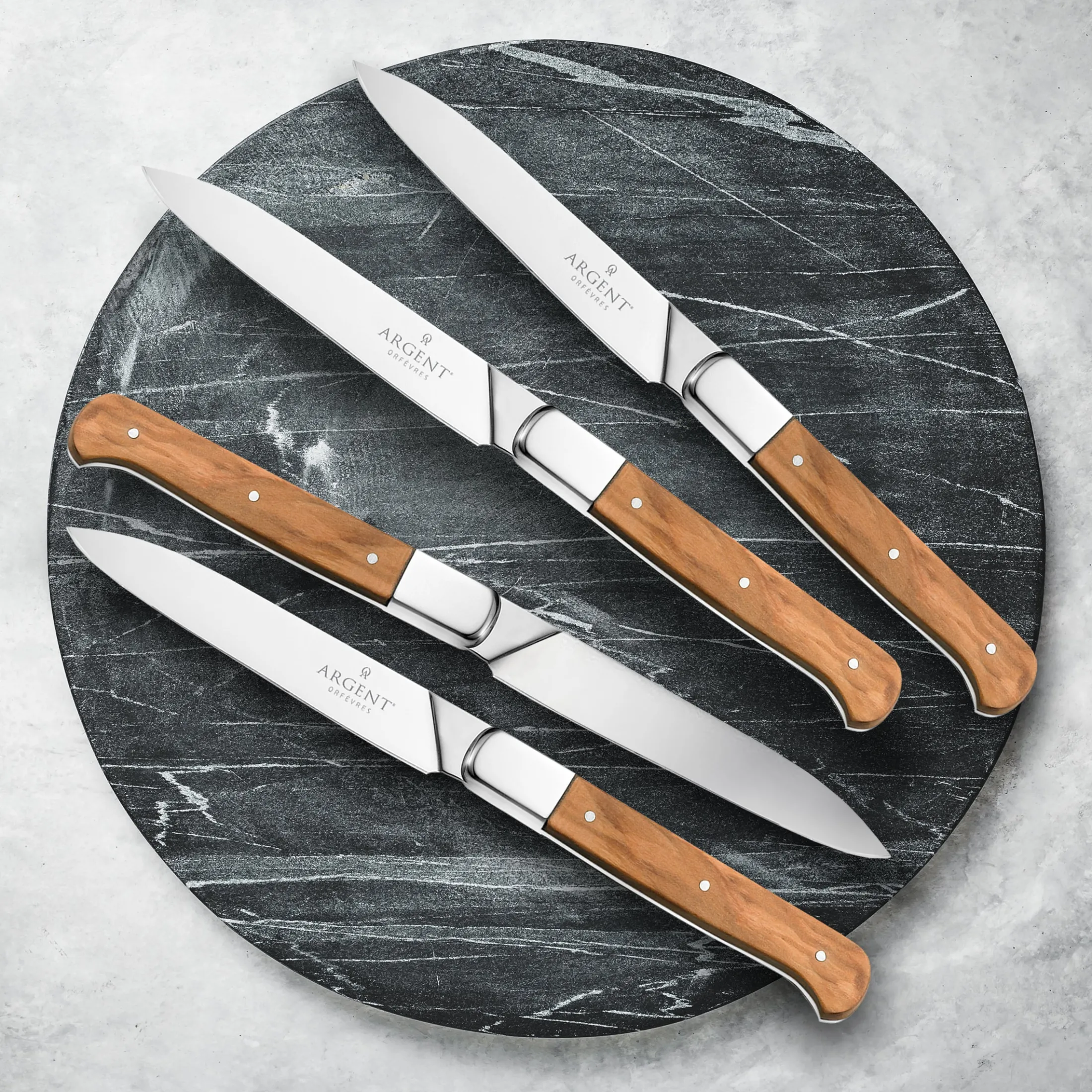 Argent Lynden Olive Wood Steak Knives, Set of 4