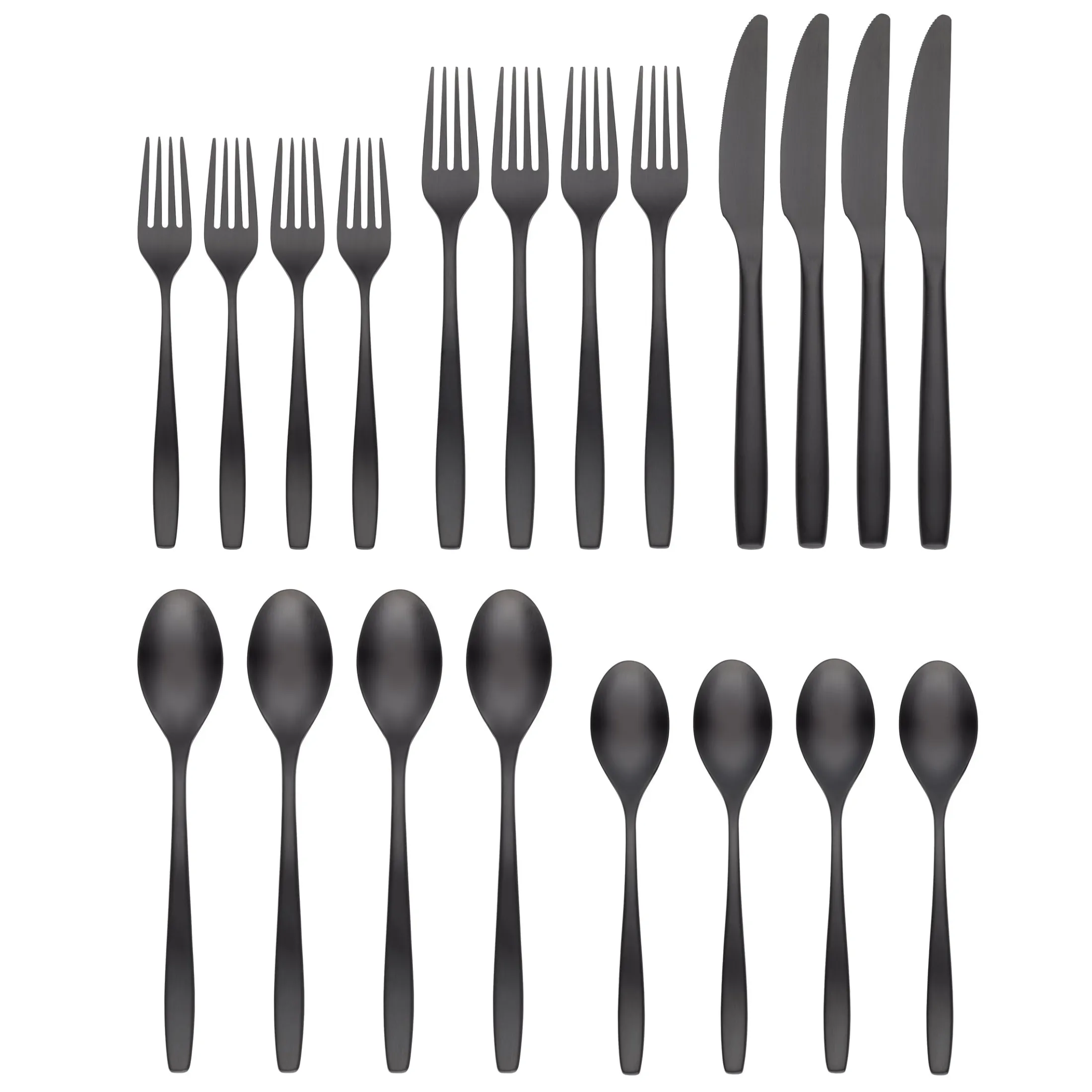 Averie Black Satin 20-Piece Flatware Set