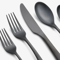 Averie Black Satin 20-Piece Flatware Set
