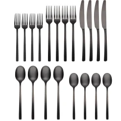 Beacon Black Satin 20-Piece Flatware Set