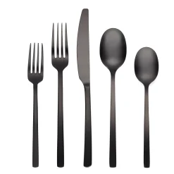 Beacon Black Satin 20-Piece Flatware Set
