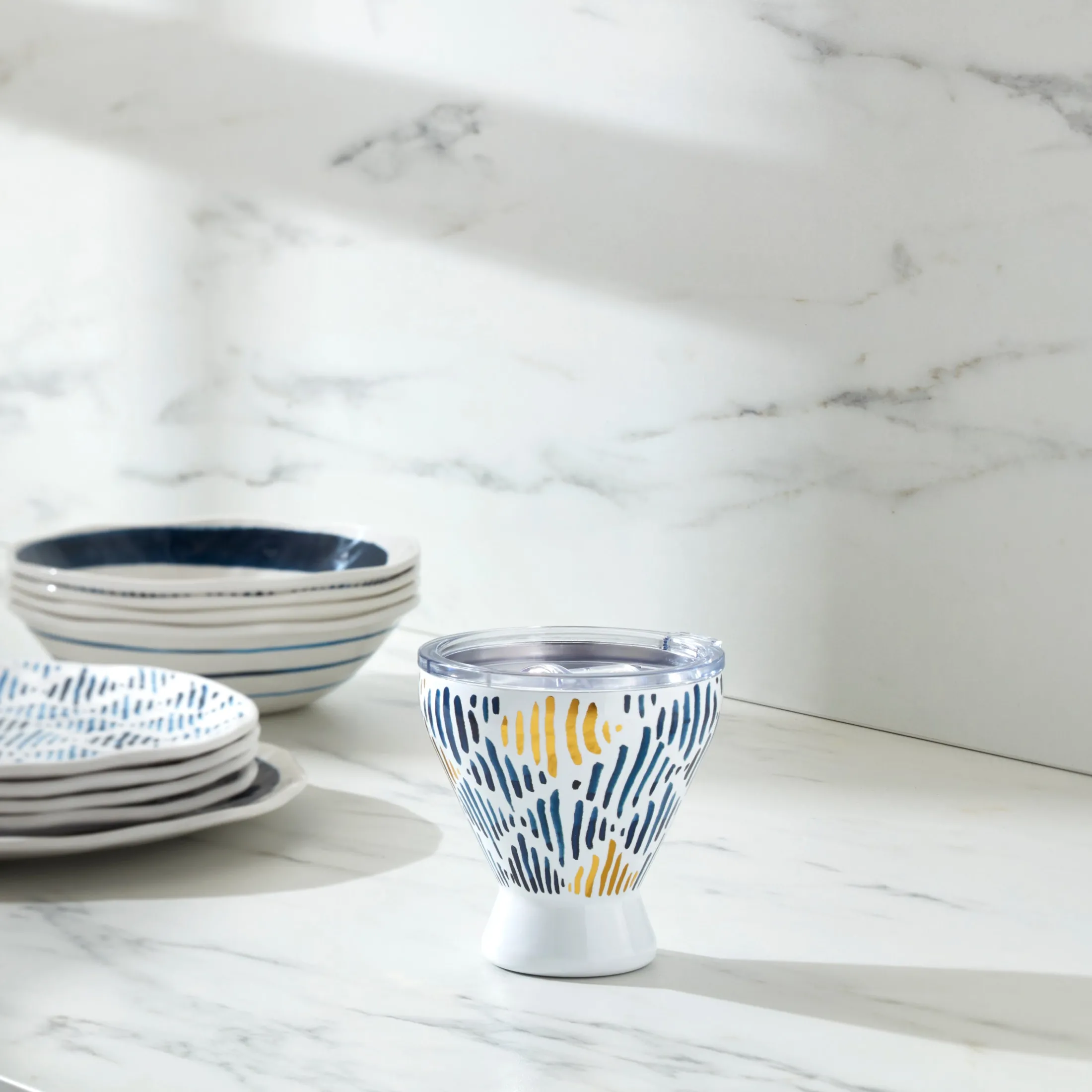 Blue Bay Ikat Stainless Steel Cocktail Tumbler