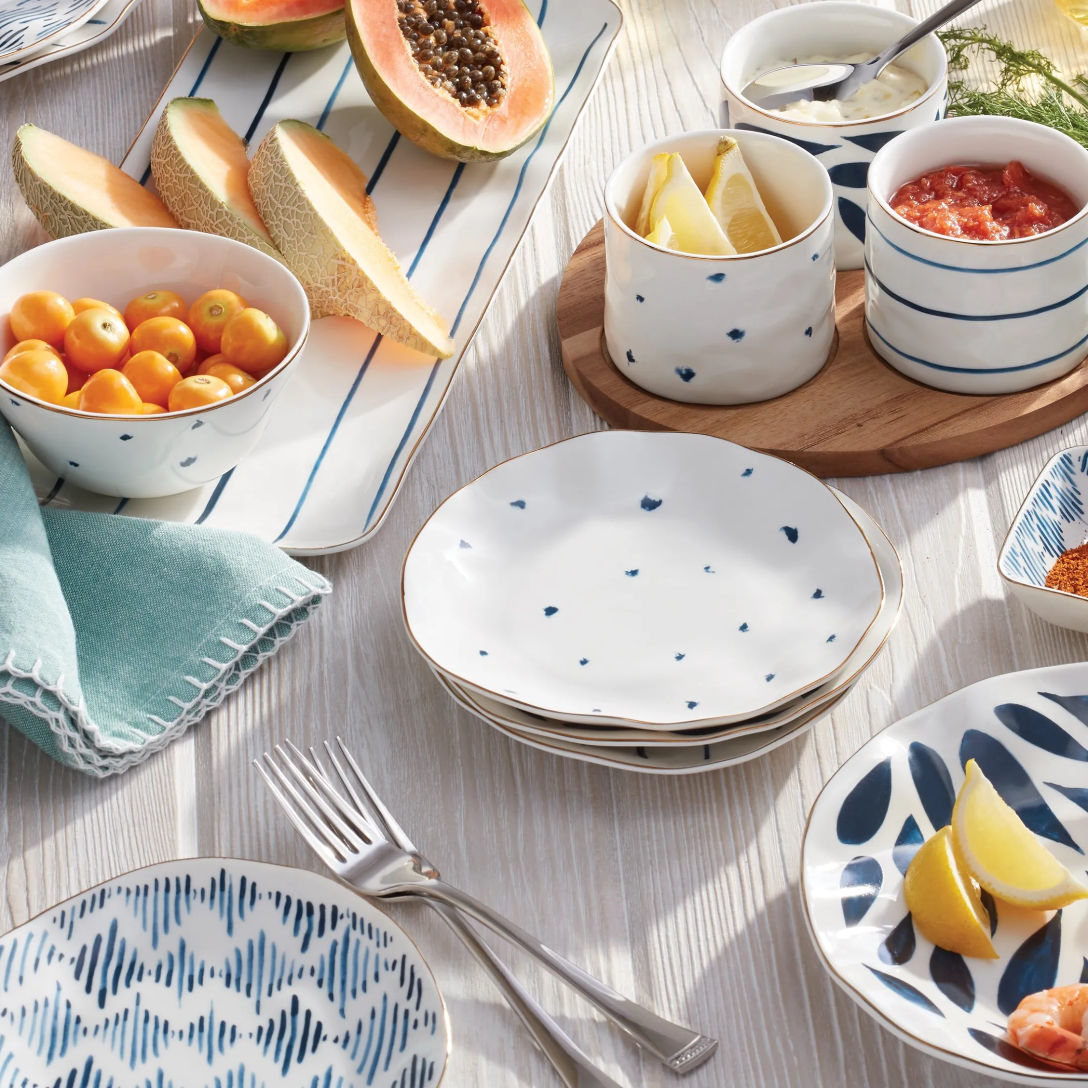 Blue Bay Tidbit Plates, Set of 4