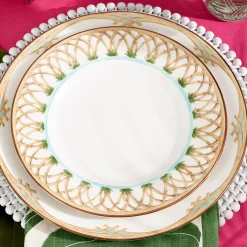 British Colonial Bamboo Accent Plates, Set of 4