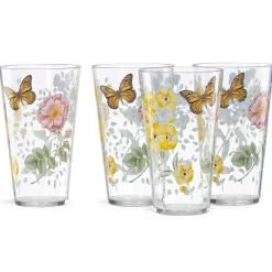 Butterfly Meadow Acrylic Highball Glasses, Set of 4