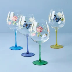 Butterfly Meadow Balloon Wine Glasses, Set of 4, Assorted