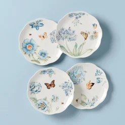 Butterfly Meadow Blue Dessert Plates, Set of 4