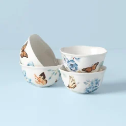 Butterfly Meadow Blue Dessert Bowls, Set of 4
