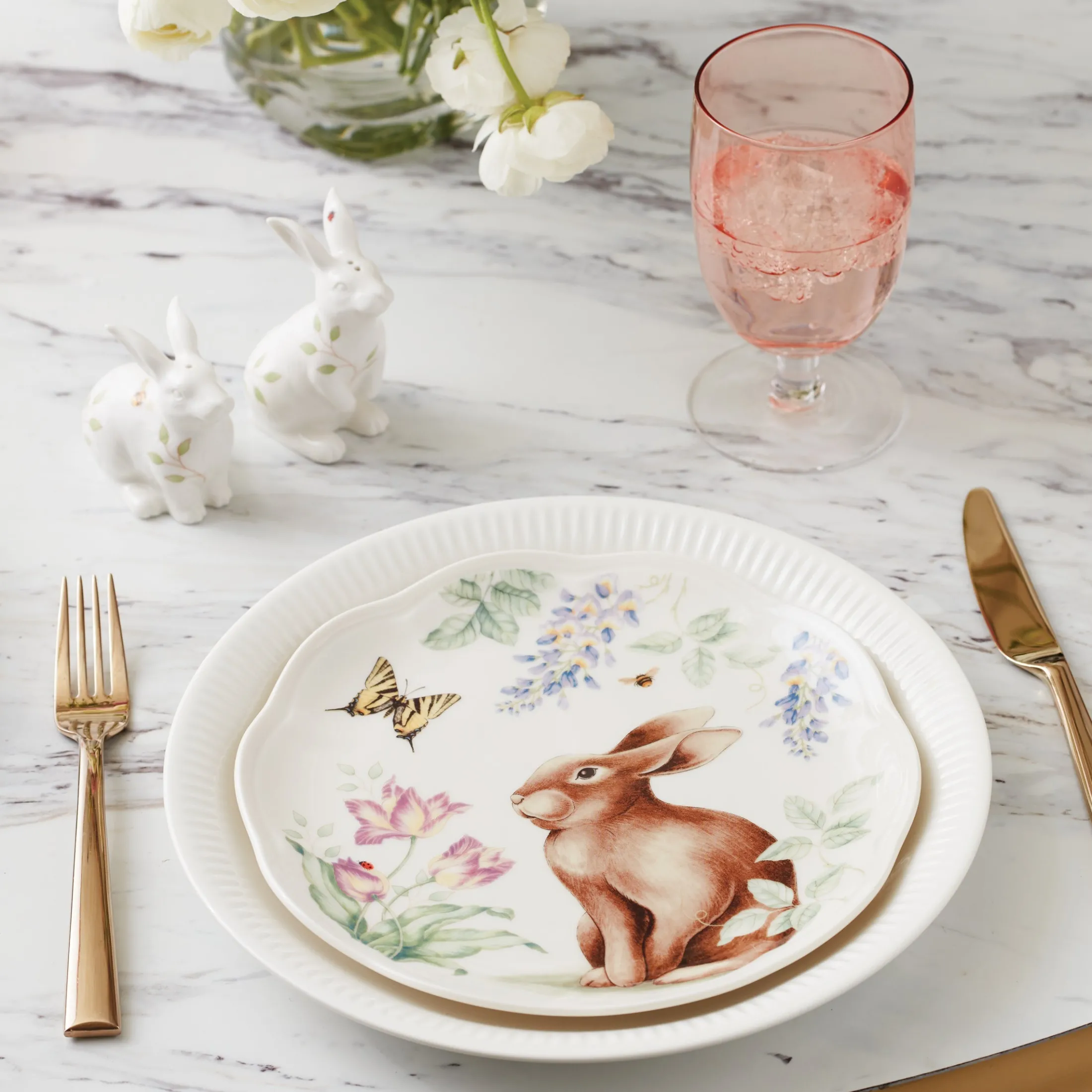 Butterfly Meadow Bunny Accent Plates, Set of 4