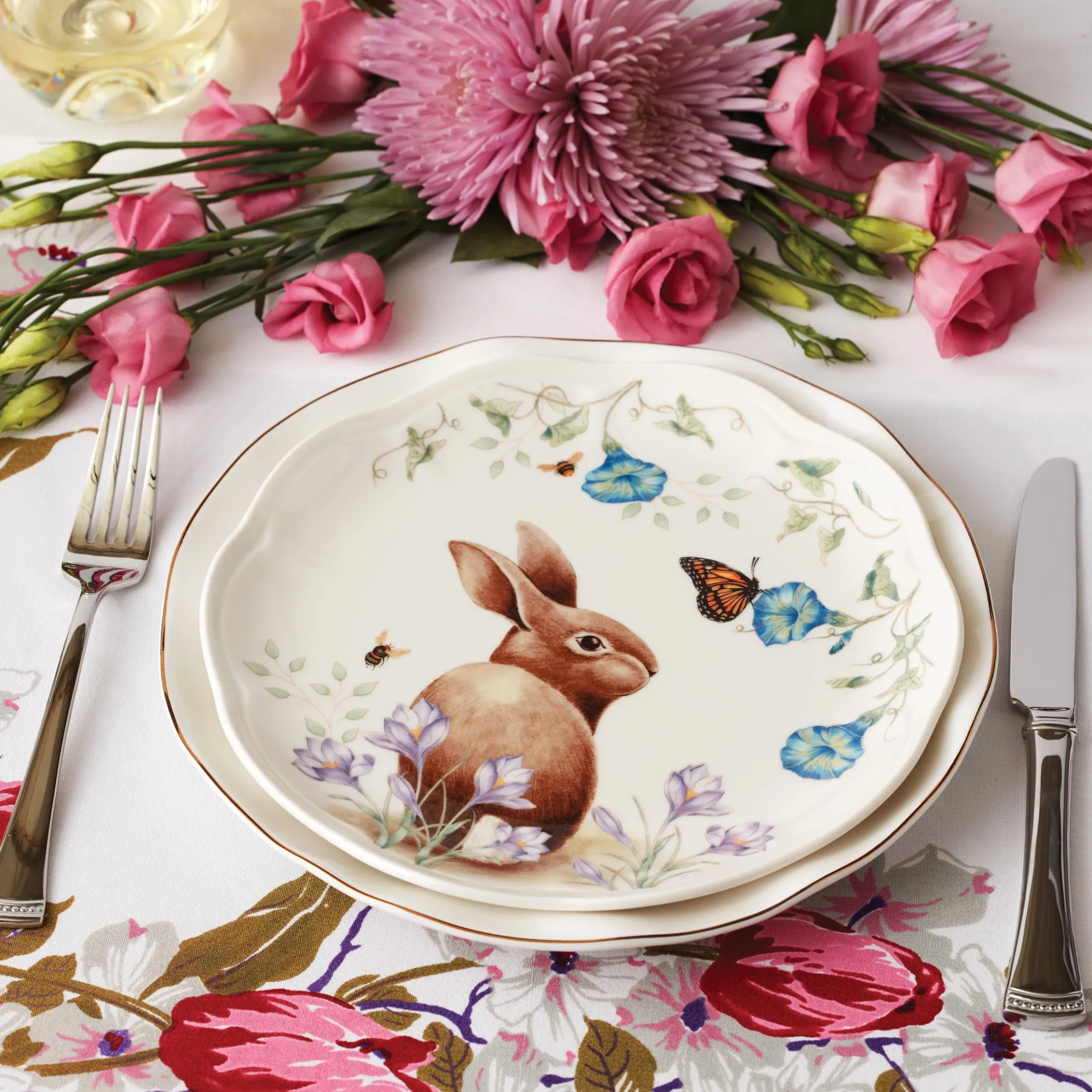 Butterfly Meadow Bunny Accent Plates, Set of 4