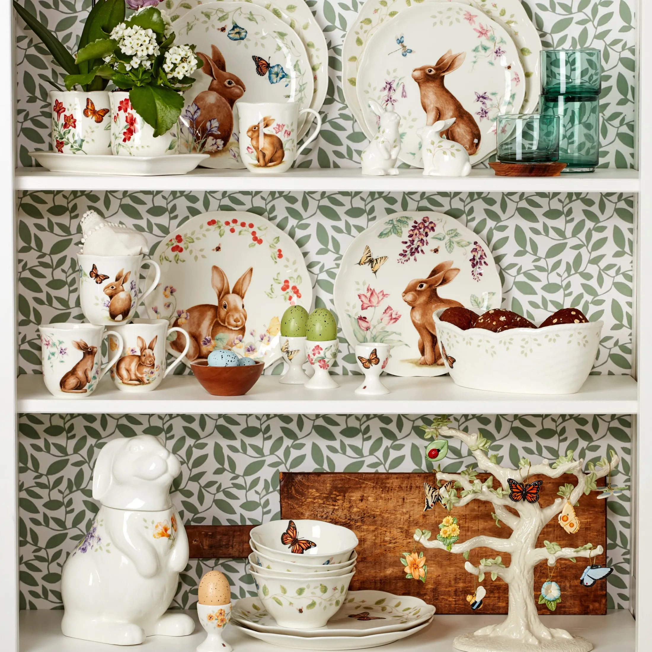 Butterfly Meadow Bunny Mugs, Set of 4