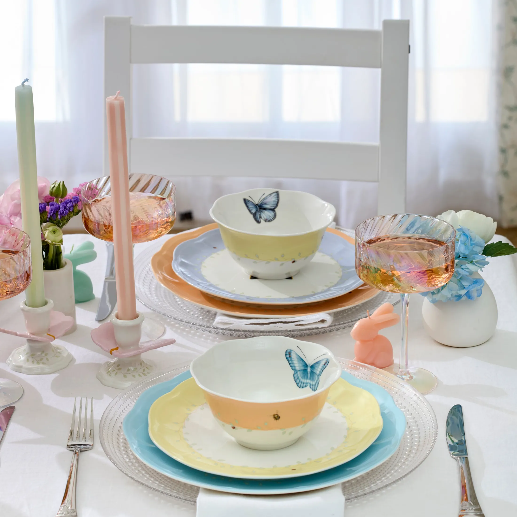 Butterfly Meadow Colors 4-Piece Dessert Bowl Set