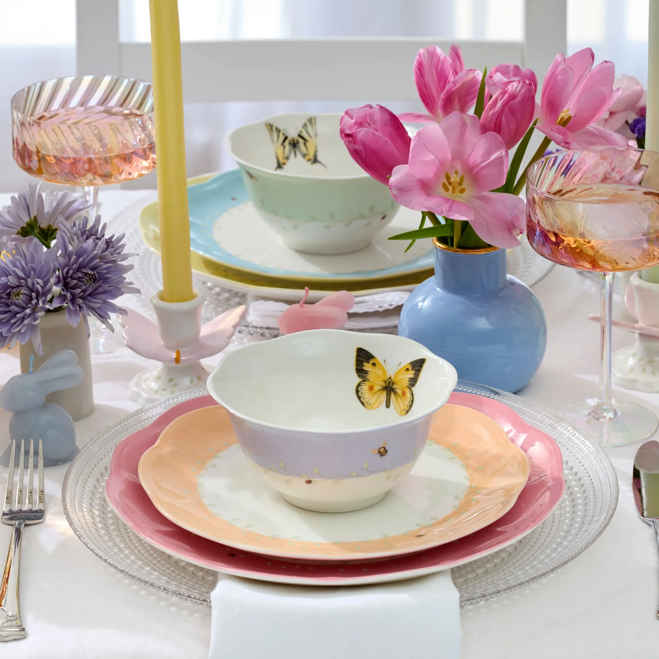 Butterfly Meadow Colors 4-Piece Dessert Bowl Set