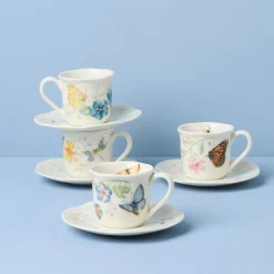 Butterfly Meadow Espresso Cup & Saucers, Set of 4