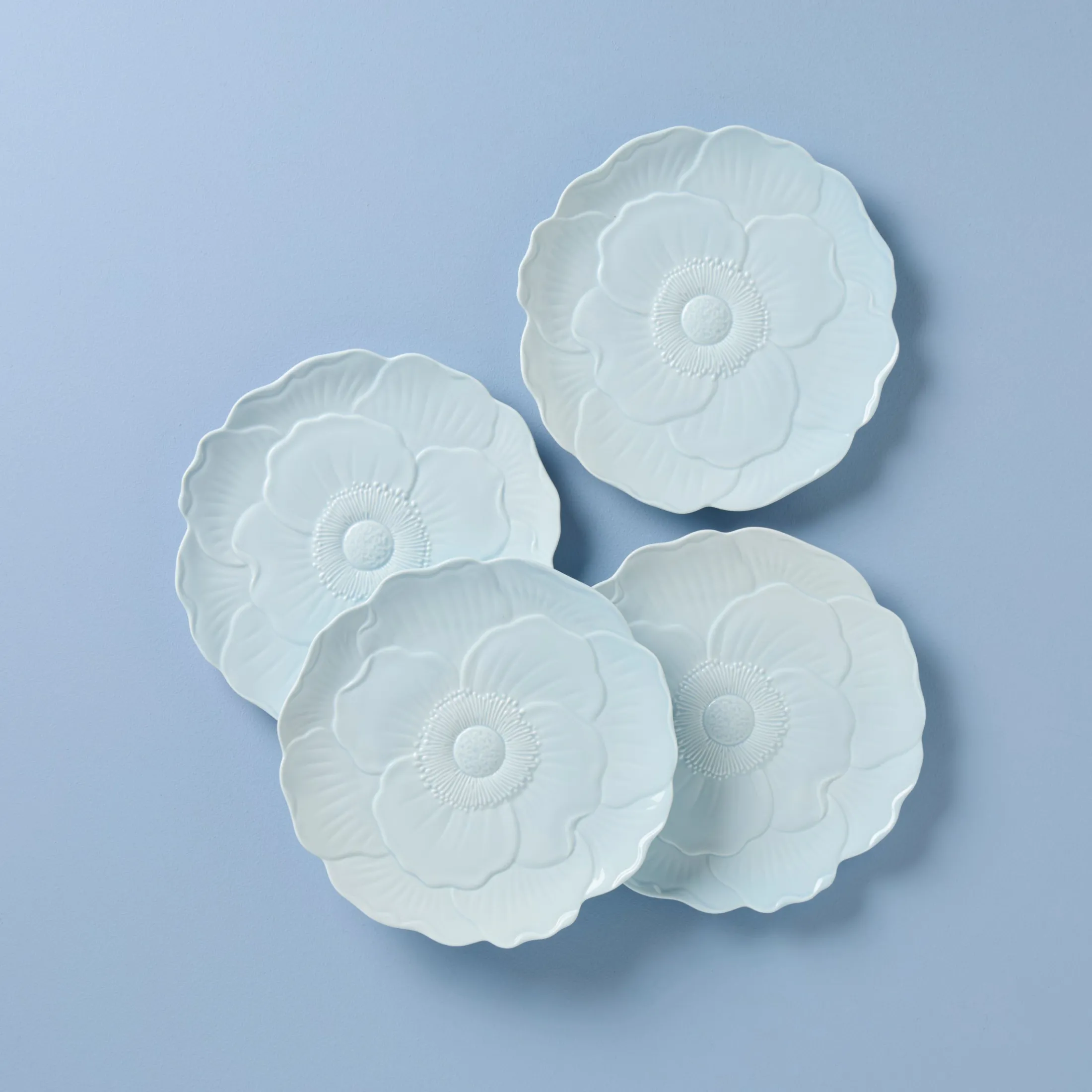 Butterfly Meadow Floral Blue Accent Plates, Set of 4