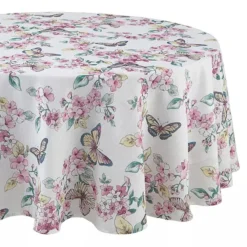 Butterfly Meadow Floral 70x70 Round Tablecloth