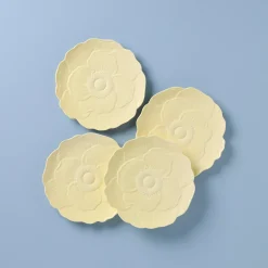 Butterfly Meadow Floral Yellow Accent Plates, Set of 4