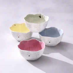 Butterfly Meadow Floral Yellow Dessert Bowls, Set of 4