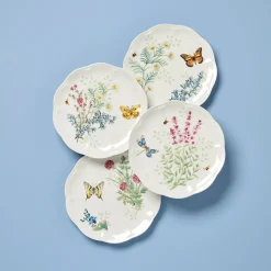 Butterfly Meadow Herbs Accent Plates, Set of 4