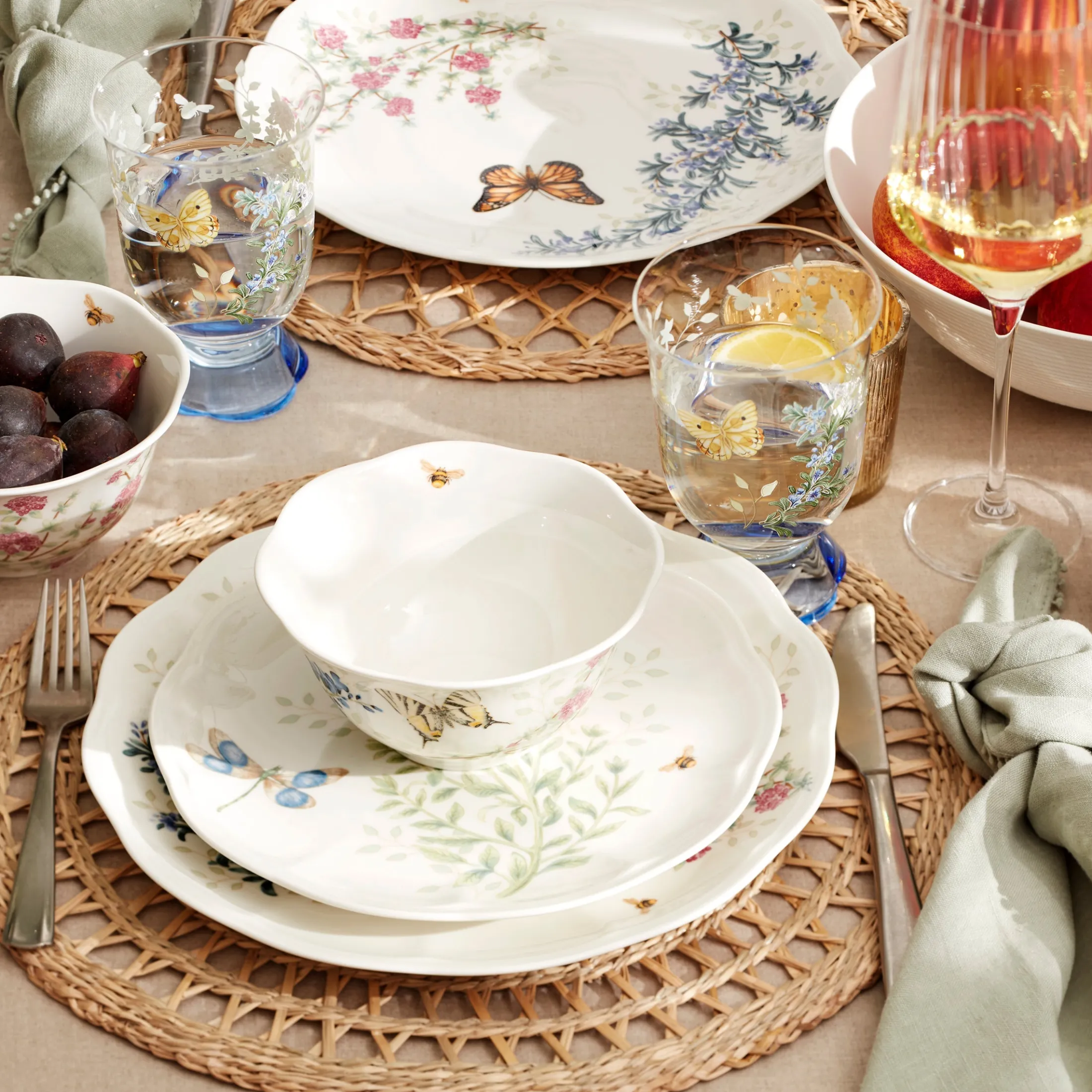 Butterfly Meadow Herbs 12-Piece Dinnerware Set
