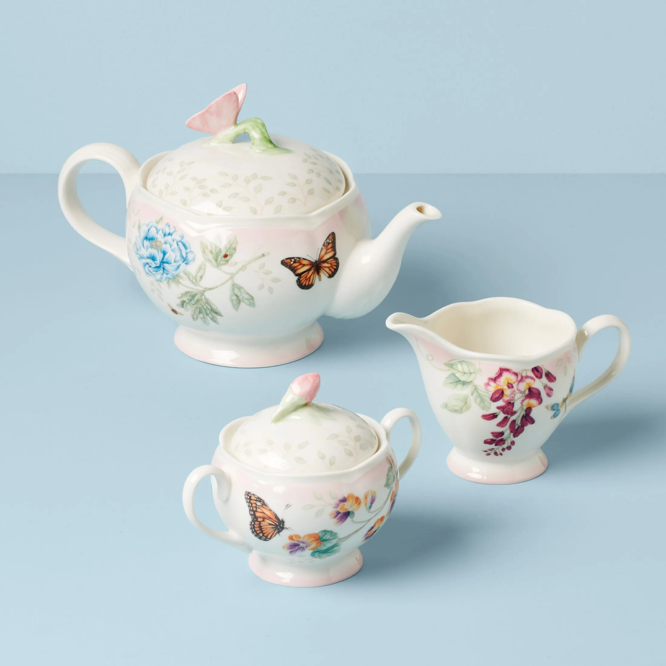 Butterfly Meadow Pink Ombre 5-Piece Tea Set