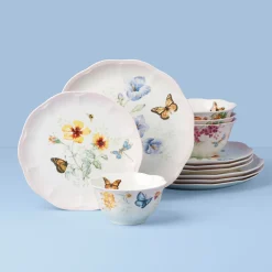 Butterfly Meadow Pink 12-Piece Dinnerware Set