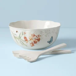 Butterfly Meadow Salad Bowl & Servers