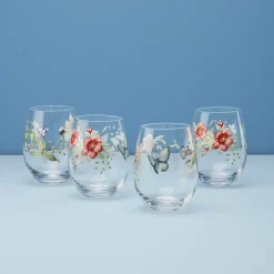 Butterfly Meadow Stemless Wine Glasses, Set of 4