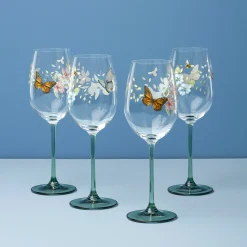Butterfly Meadow Wine Glasses, Set of 4