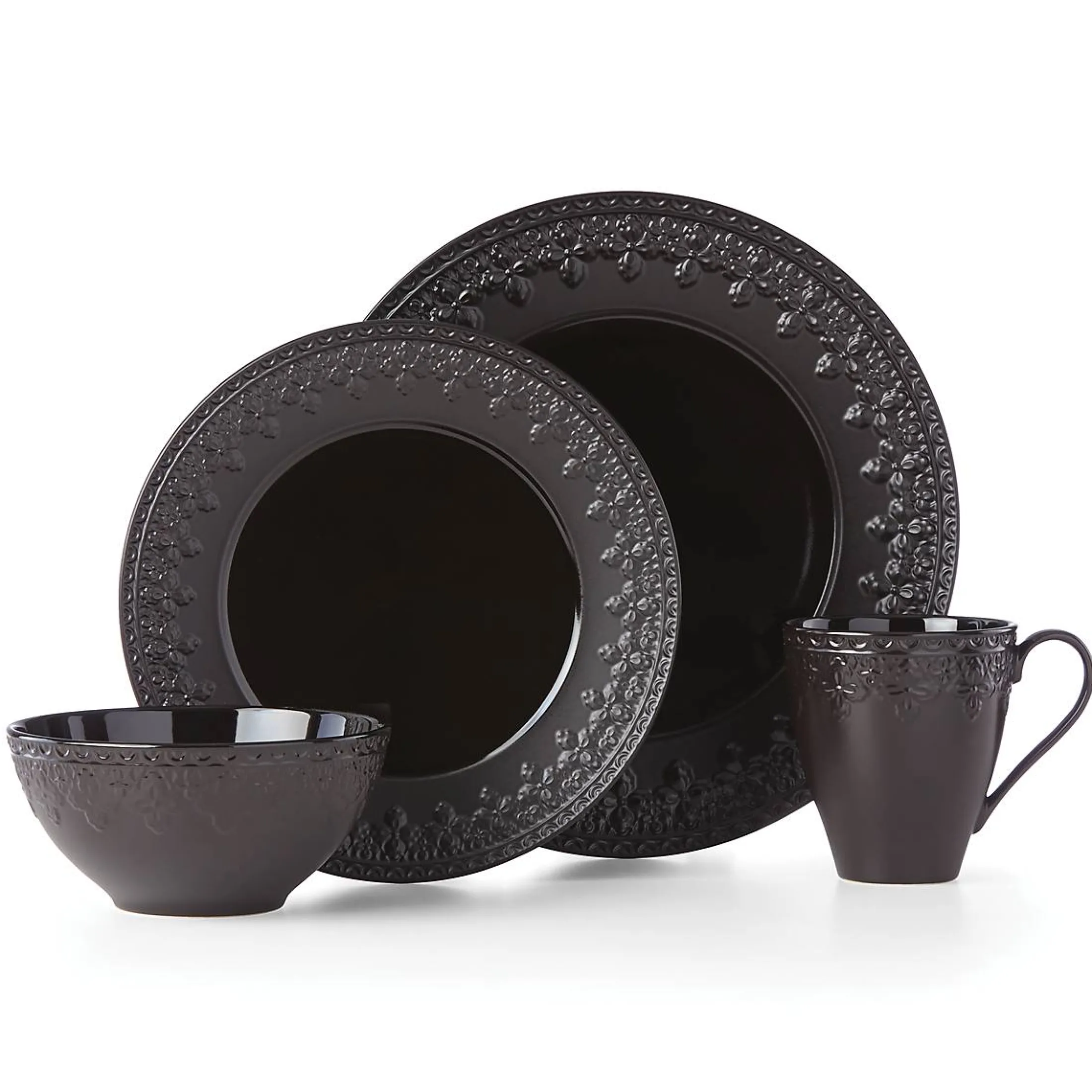 Chelse Muse Fleur Black All-Purpose Bowls, Set of 4