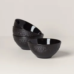 Chelse Muse Fleur Black All-Purpose Bowls, Set of 4