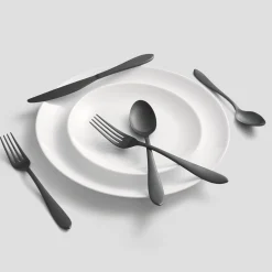 Delia Black Satin 20-Piece Flatware Set