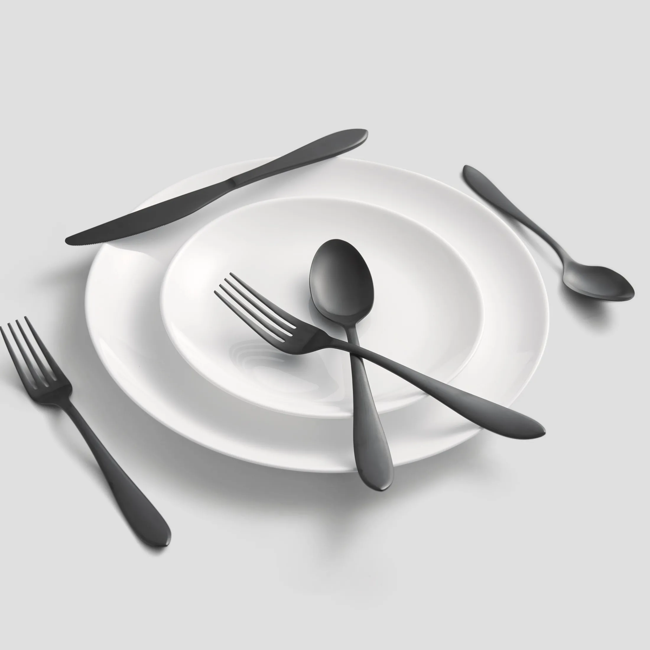 Delia Black Satin 20-Piece Flatware Set