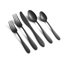 Delia Black Satin 20-Piece Flatware Set