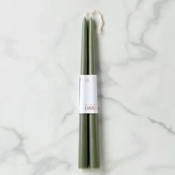 Dipped Moss 12" Taper Candle, Set of 2