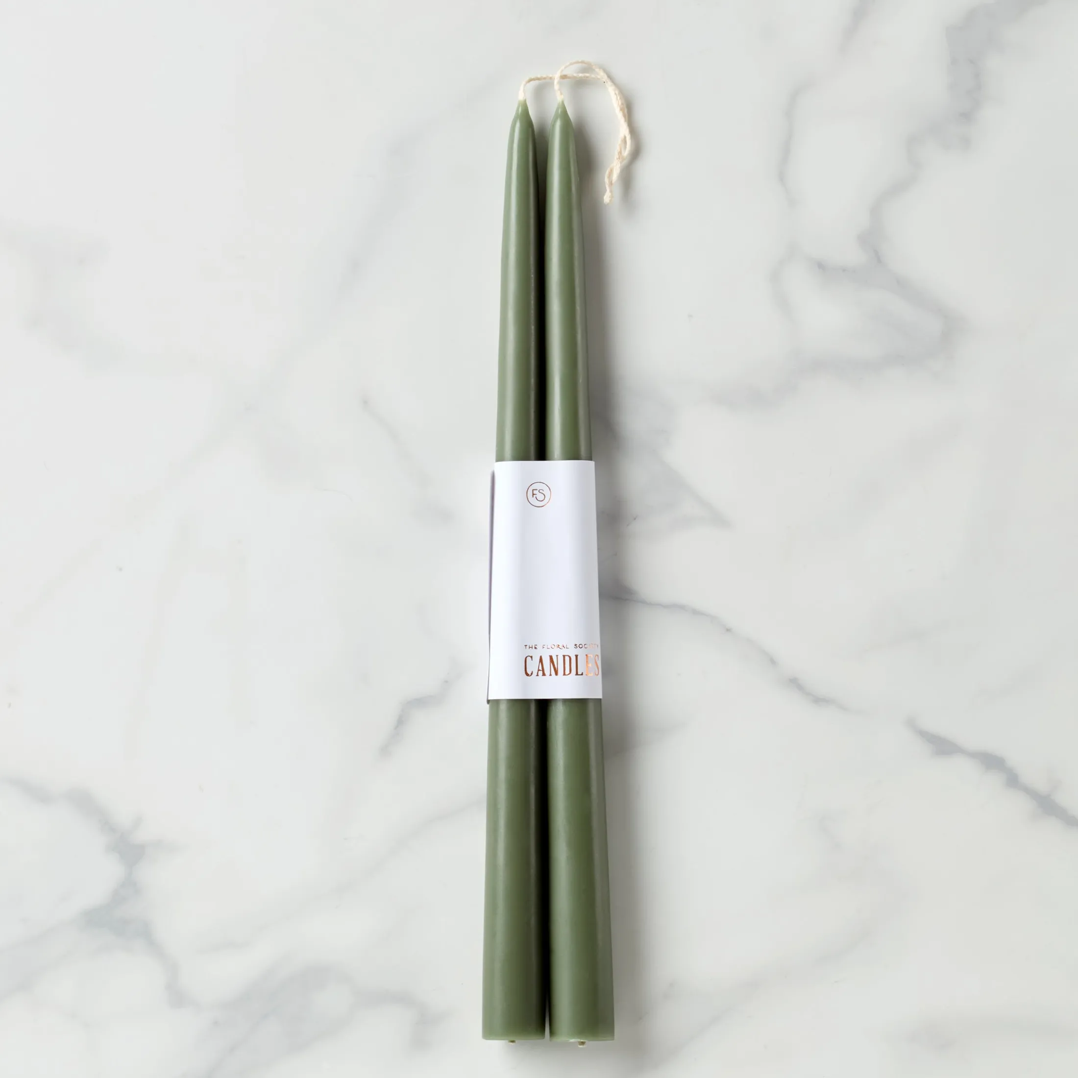 Dipped Moss 12" Taper Candle, Set of 2