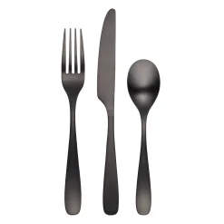 Eliana Black Satin 12-Piece Flatware Set