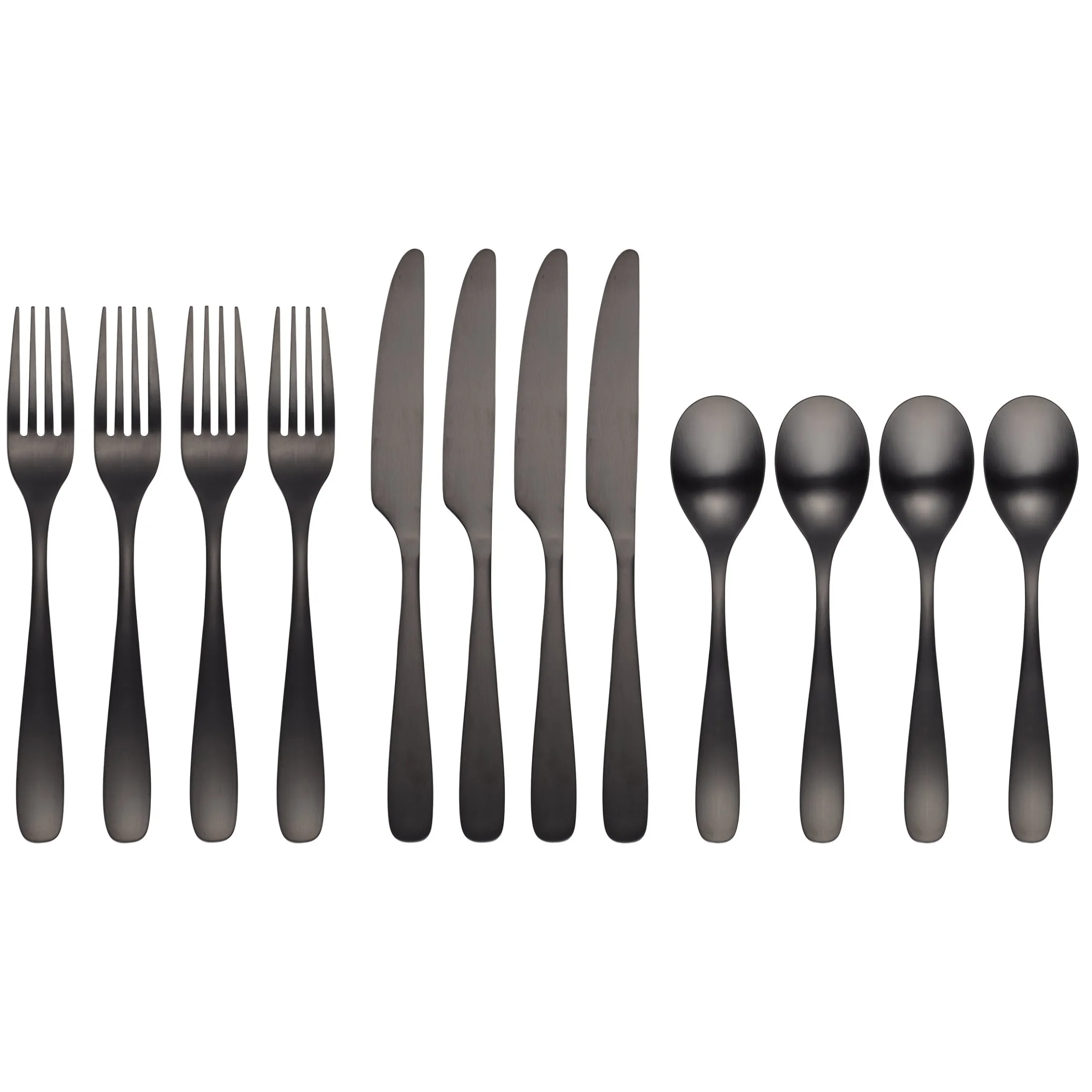 Eliana Black Satin 12-Piece Flatware Set