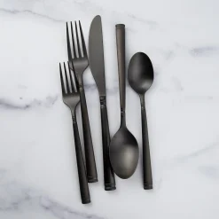 Emmy Black Satin 20-Piece Flatware Set