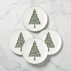 Evergreen Accent Plates, Set of 4