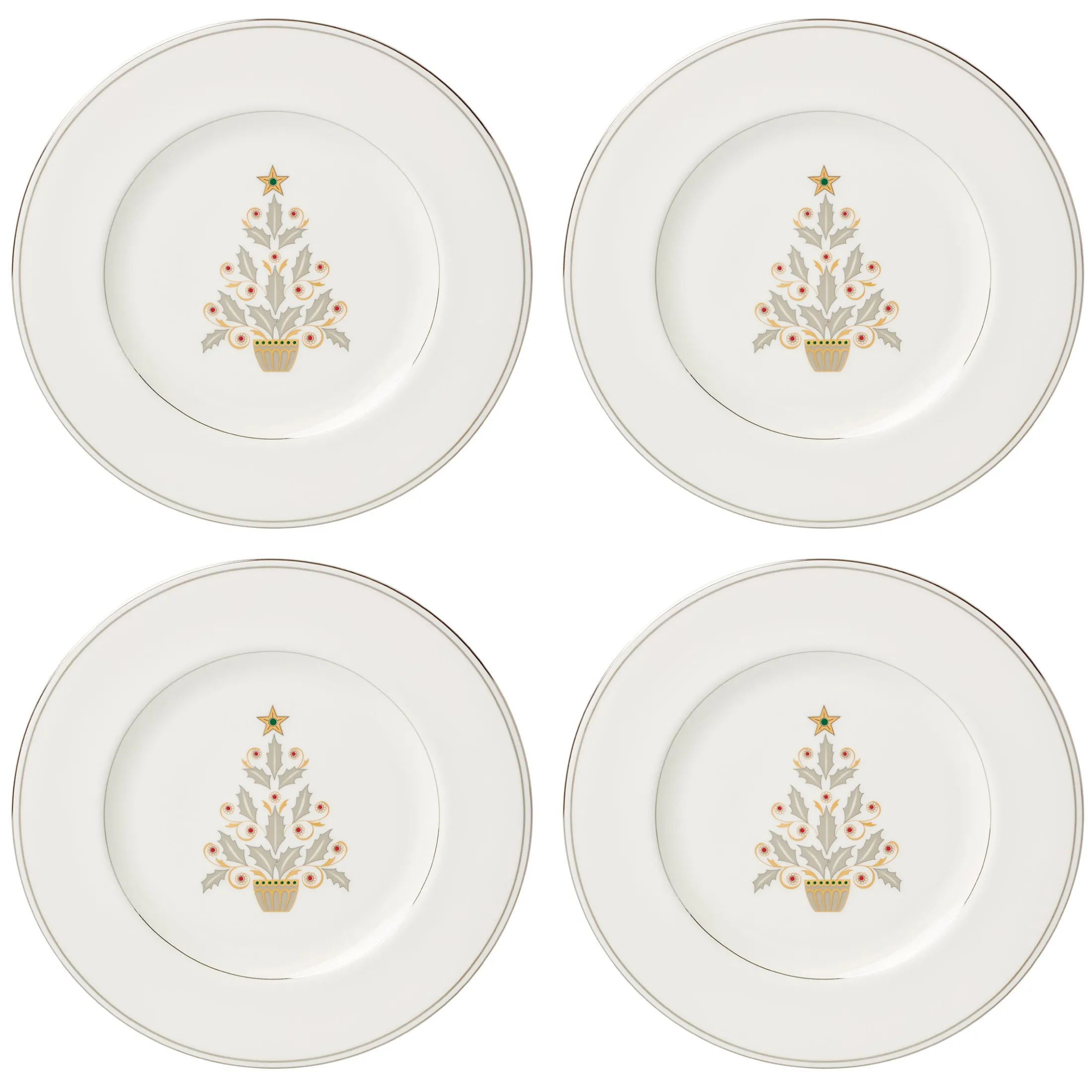 Federal Platinum Tree Accent Plates, Set of 4