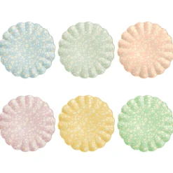 Floral Assorted Bamboo Large Plates, Set of 6