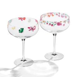 Floral Brights Coupe Glasses, Set of 2