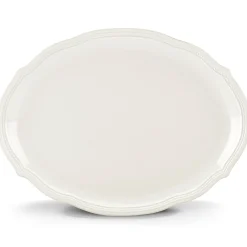 French Perle Bead White Oval Platter