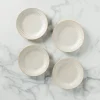 French Perle Groove White Dessert Plates, Set of 4