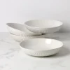 French Perle Groove White Dinner Bowls, Set of 4