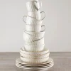 French Perle Groove White Latte Mugs, Set of 2