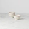 French Perle Groove White Mini 3-Piece Bowl Set