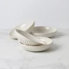 French Perle Groove White Pasta Bowls, Set of 4