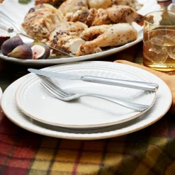 French Perle Groove White 12-Piece Dinnerware Set